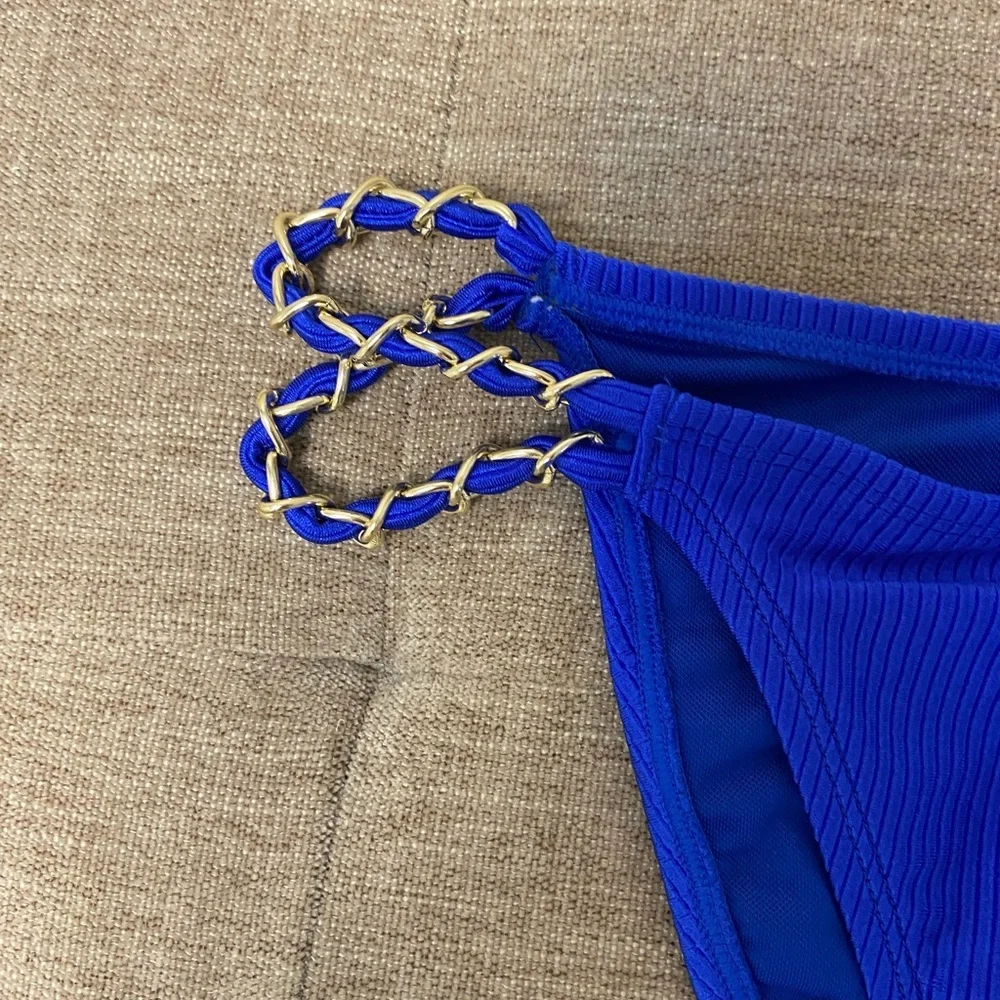 Lilly Pulitzer Ribbed Cobalt Blue Women's Bikini Bottom Sz 2 NWT